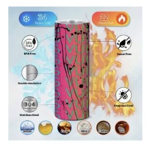 20oz Stainless Steel Cup W/ Lid And Metal Straw New